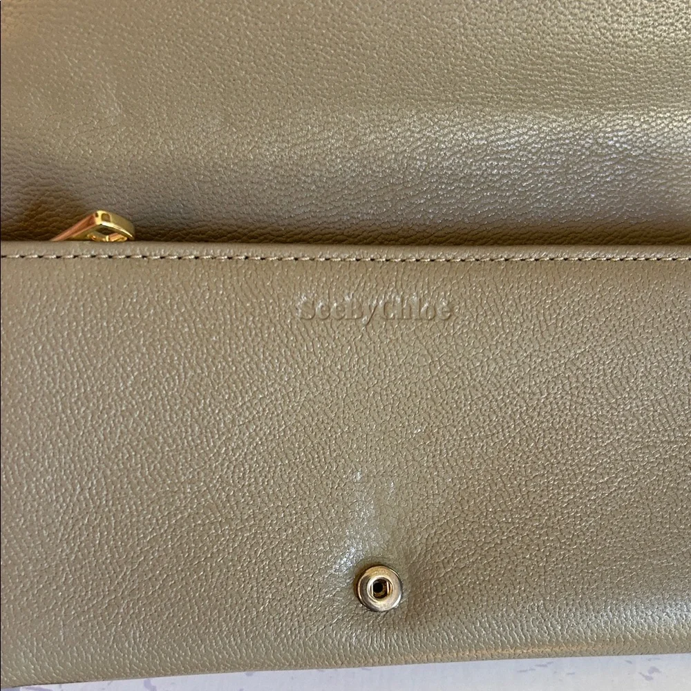 See By Chloe Taupe and White Aura Long Flap Leather Wallet - Picture 5 of 16